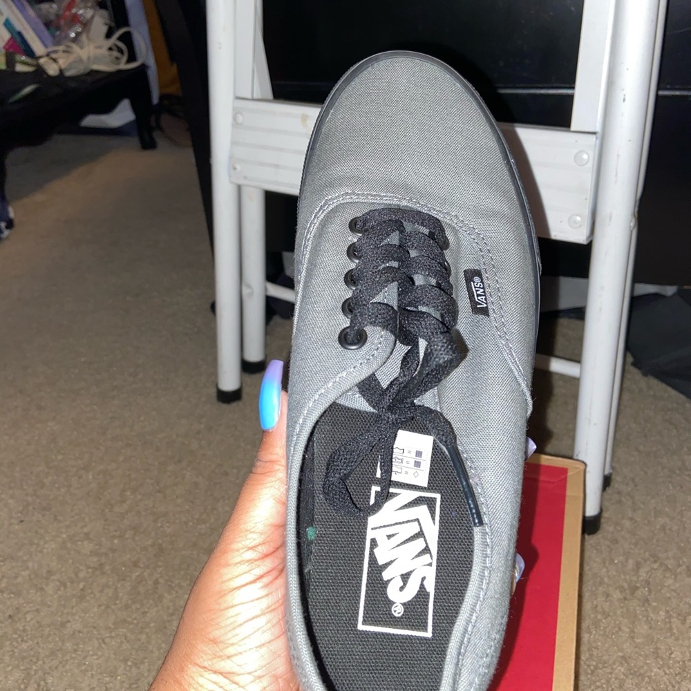 Grey and Black Vans worn once